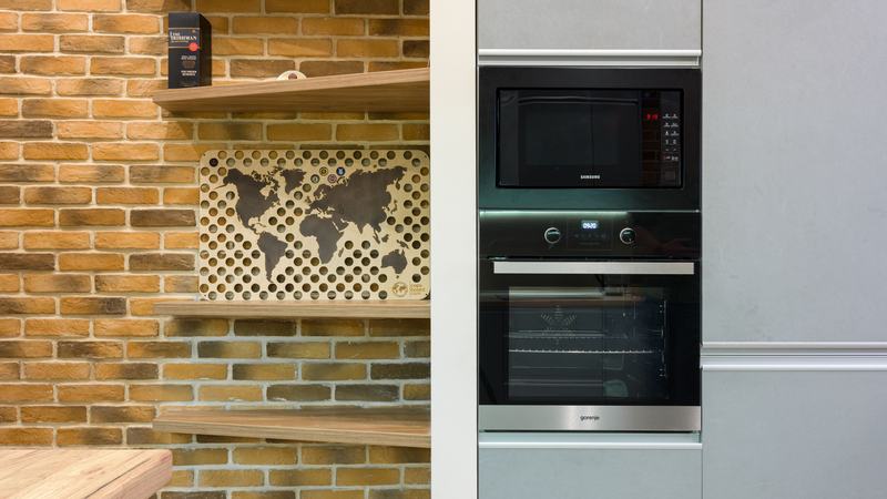 A built-in oven in a fitted kitchen