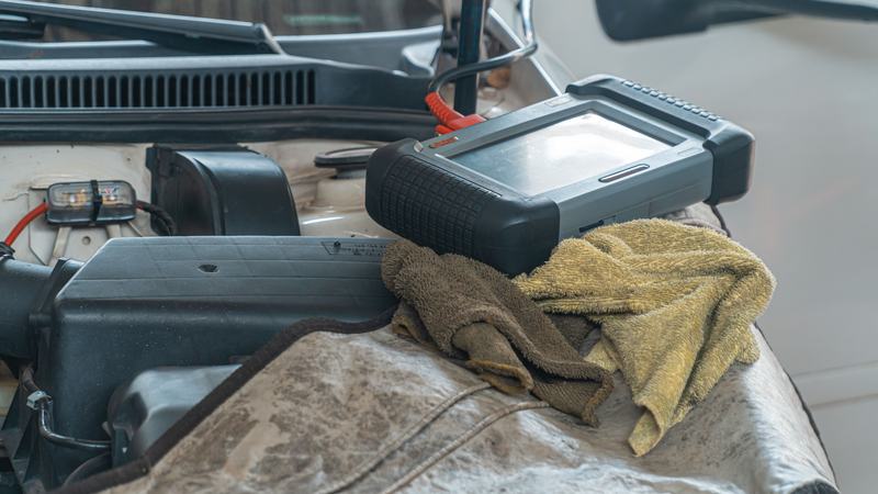 Tools laid out beside an opened washing machine